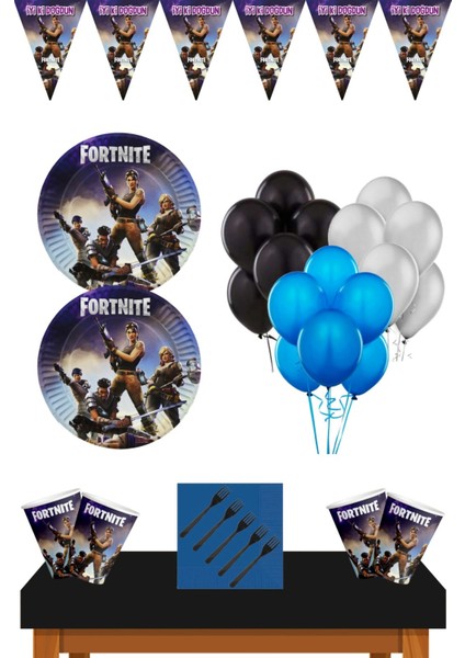 Fortnite 24 Kişilik Doğum Günü Konsepti Parti Malzemeleri Ekonomik Seti