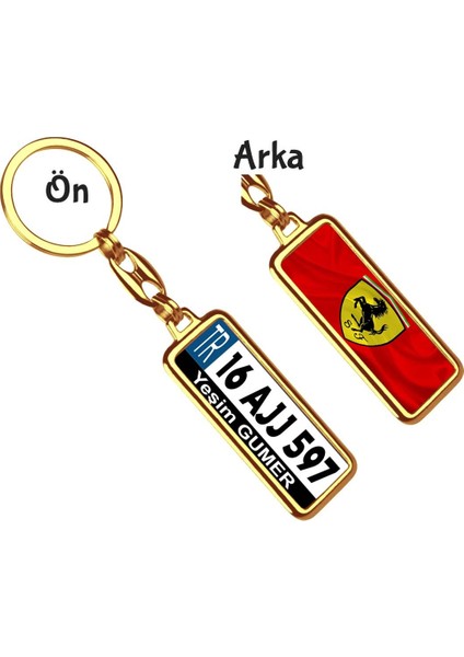 Kişiye Özel Ferrari Bayrak Logo Tema Plaka Anahtarlık