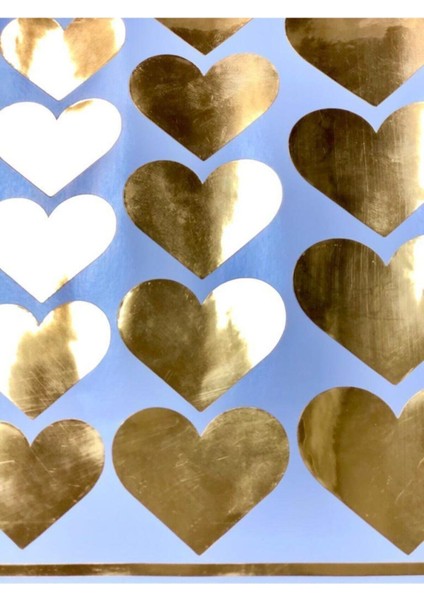 Kalp Etiket Dekoratif Sticker Yapışkanlı Folyo Etiket Metalik Gold modelleri