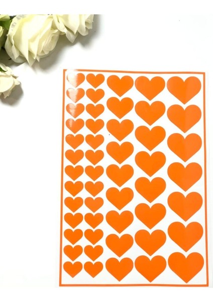 Kalp Etiket Dekoratif Sticker Yapışkanlı Folyo - Turuncu modelleri