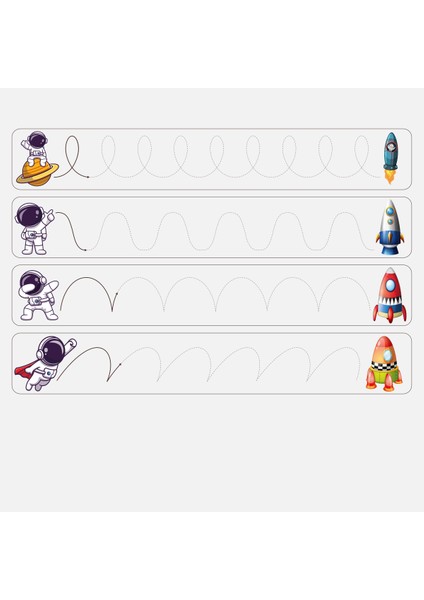 Uzay Temalı Çizgi Çalışması - Duvarda Iz Bırakmayan, Statik Tutunan Akıllı Kağıt Duvar Stickerı