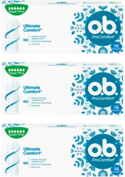 O.b. Procomfort Tampon Süper Plus 16'lı 3 Paket (Toplam 48 Adet)