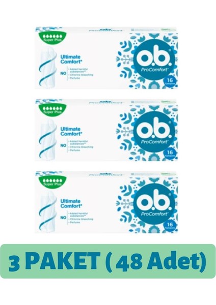 Procomfort Tampon Süper Plus 16'lı 3 Paket (Toplam 48 Adet)