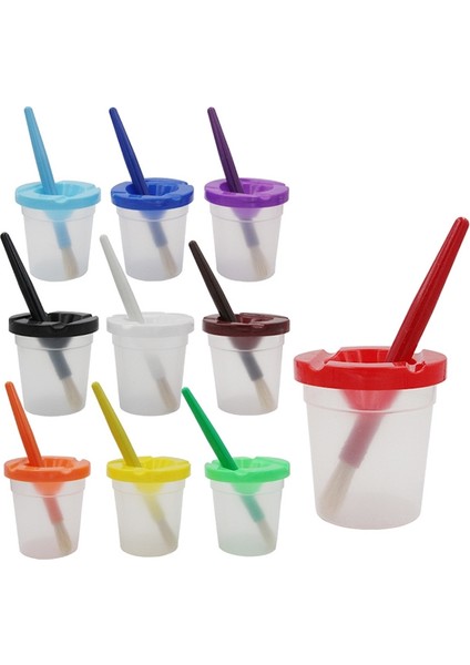 Çocuklar Plastik Kalem Fincanı Kıllar Grafiti Boyama Fırçası Seti Hb-10 10 10 (Yurt Dışından)