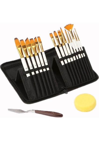 15 Adet/set Yağlı Boya Kalemi Spatula Süngeri ile Set Markulin Torbası Inci Beyaz Çubuk (Yurt Dışından)