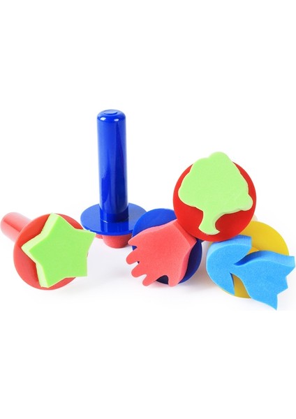 5 Paket Çocuklar Resim Sanat Diy Fırça Sünger Damgası Uzun Sap (Yurt Dışından) fiyatları