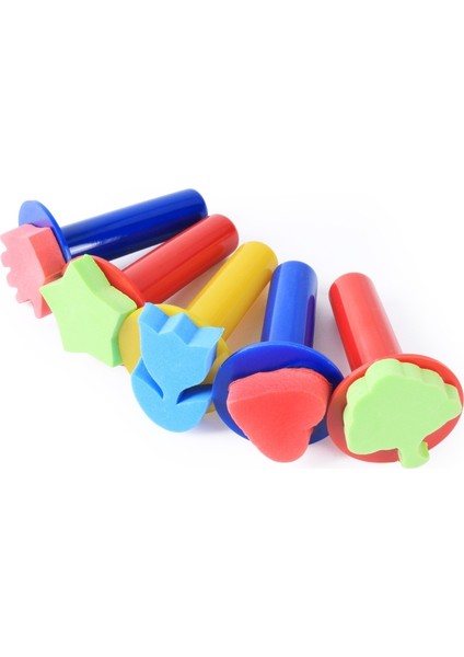 5 Paket Çocuklar Resim Sanat Diy Fırça Sünger Damgası Uzun Sap (Yurt Dışından) modelleri