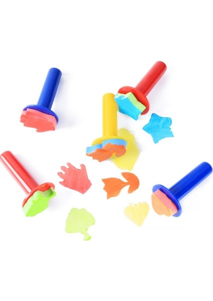 5 Paket Çocuklar Resim Sanat Diy Fırça Sünger Damgası Uzun Sap (Yurt Dışından) fırsatları