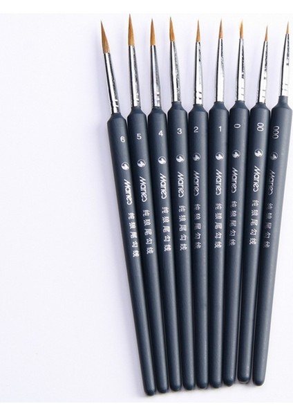 9 Adet / Set Gelincik Saç Fırçası Suluboya Kanca Hattı Fırçası (Yurt Dışından)