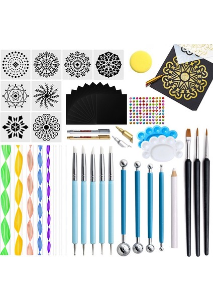 45 In 1 Mandala Alet Boyama Seti Kesme Şablonu (Yurt Dışından)