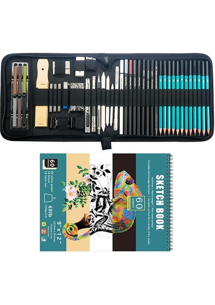 50'de 1 Sketch Kalem Alet Seti Yüksek Parlak Metal Kalem Karbon Kalem Boyama Sanat Seti Siyah (Yurt Dışından)