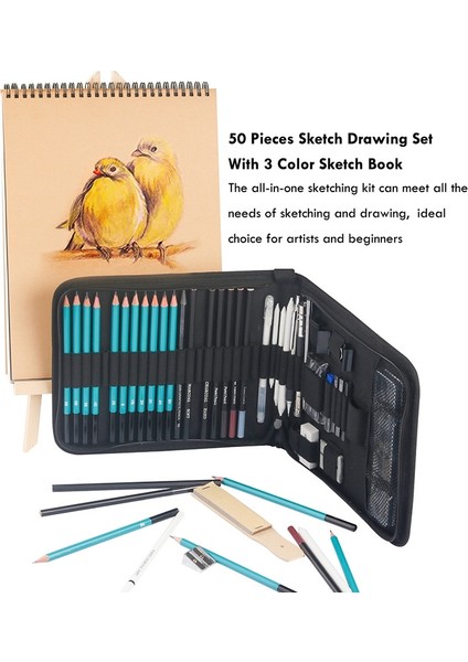50'de 1 Sketch Kalem Alet Seti Yüksek Parlak Metal Kalem Karbon Kalem Boyama Sanat Seti Siyah (Yurt Dışından) fırsatları