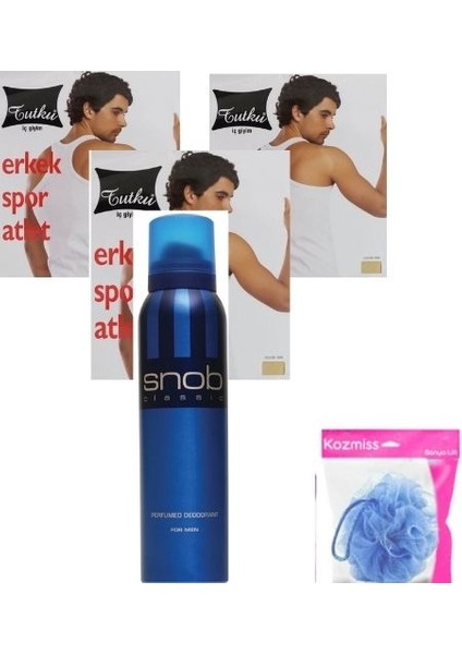 Deodorant +M Beden Beyaz Atlet[3 Adet ]+Lif