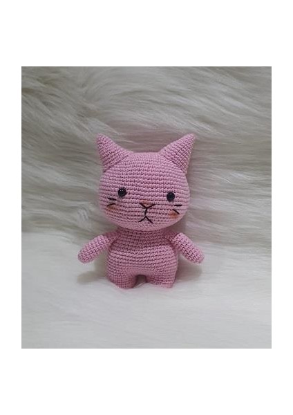 Pembe Miniş Pisi Uyku Arkadaşı Amigurumi Organik Oyuncak
