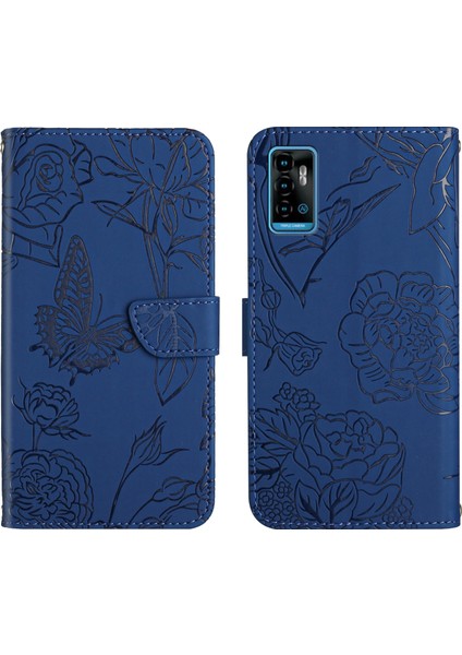 Zte Blade A71 Için Desenli Kapaklı Telefon Kılıfı - Mavi (Yurt Dışından)