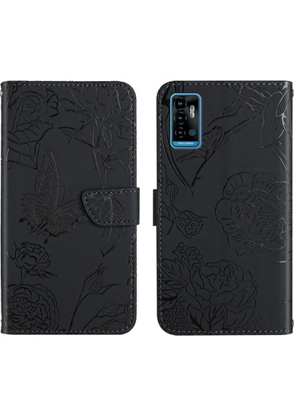 Zte Blade A71 Için Desenli Kapaklı Telefon Kılıfı - Siyah (Yurt Dışından)