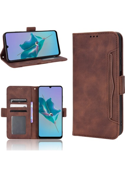 Zte Blade A72 Için Kartlık Kapaklı Telefon Kılıfı - Kahverengi (Yurt Dışından)