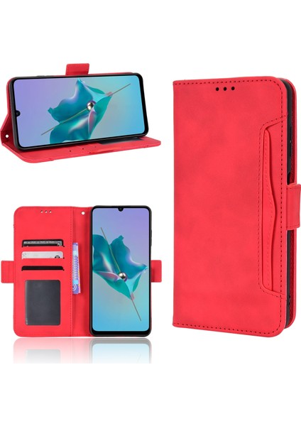 Zte Blade A72 Için Kartlık Kapaklı Telefon Kılıfı - Kırmızı (Yurt Dışından)