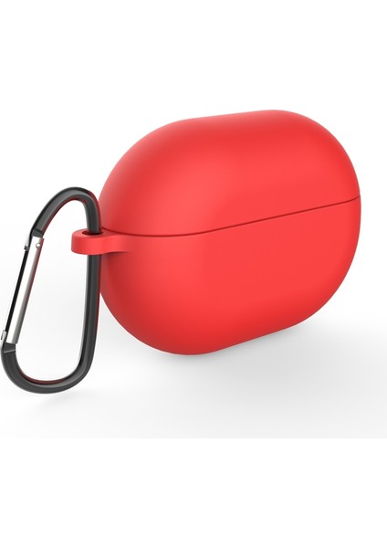 Huawei Buds Pro Için Karabinalı Koruyucu Silikon Kılıf - Kırmızı (Yurt Dışından)
