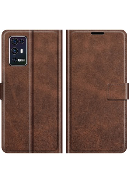 Zte Axon 30 Pro Için Kapaklı Telefon Kılıfı - Koyu Kahverengi (Yurt Dışından)