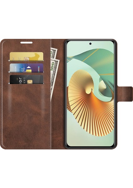 Zte Axon 30 Pro Için Kapaklı Telefon Kılıfı - Koyu Kahverengi (Yurt Dışından) modelleri