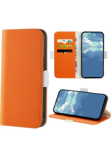 Samsung Galaxy A73 Orange Için Litchi Doku Telefon Kılıfı - Turuncu (Yurt Dışından) fiyatları