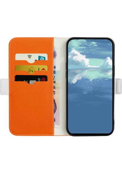 Samsung Galaxy A73 Orange Için Litchi Doku Telefon Kılıfı - Turuncu (Yurt Dışından) modelleri
