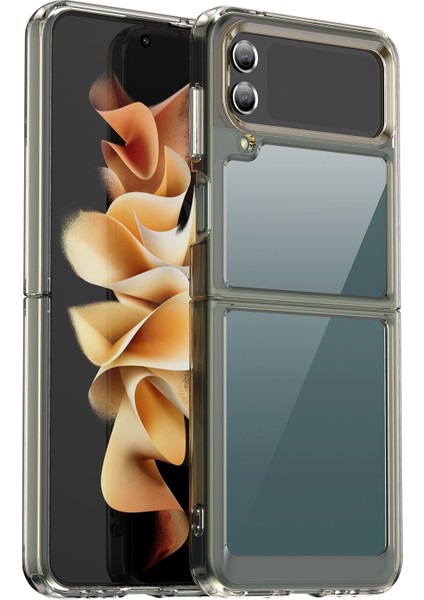 Samsung Galaxy Z Flip4 Için Renkli Akrilik + Tpu Telefon Kılıfı - Şeffaf Gri (Yurt Dışından)