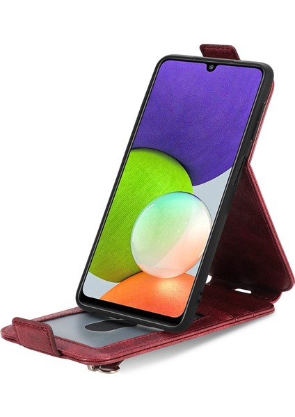 Samsung Galaxy A22 4g Için Deri Kılıf - Kırmızı (Yurt Dışından) fırsatları