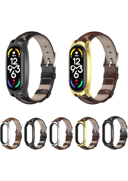 Xiaomi Mi Band 7/7 Nfc Yağ Kahverengi Gümüş Için Üst Kat Cowhide Watch Band fiyatları