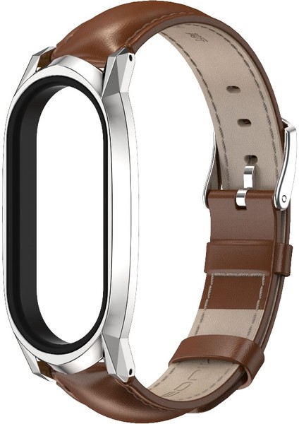 Xiaomi Mi Band 7/7 Nfc Yağ Kahverengi Gümüş Için Üst Kat Cowhide Watch Band modelleri