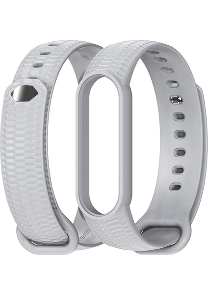 Xiaomi Mi Band 5/6/7 Gray Için Silikon Saat Bandı
