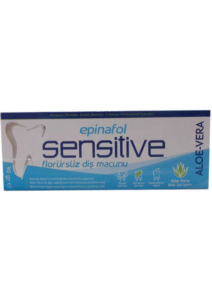 Diş Macunu Florürsüz Sensitive Aloe-Vera Özlü 90 Gr