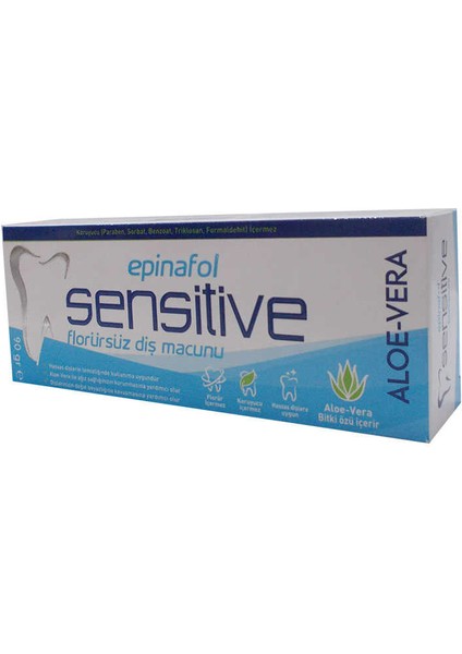 Diş Macunu Florürsüz Sensitive Aloe-Vera Özlü 90 Gr