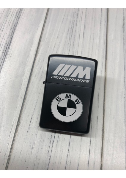 Atölye Çizgi Bmw M Performance Benzinli Zippo Çakmak Siyah Ahşap Kutulu