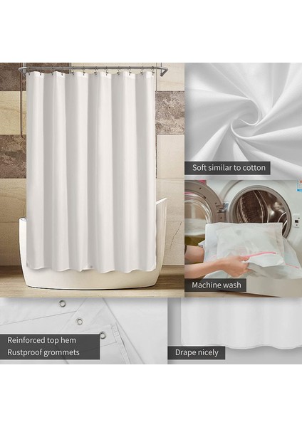 12 Kancalı Yıkanabilir Su Geçirmez Banyo Perdesi - Mavi (Yurt Dışından)