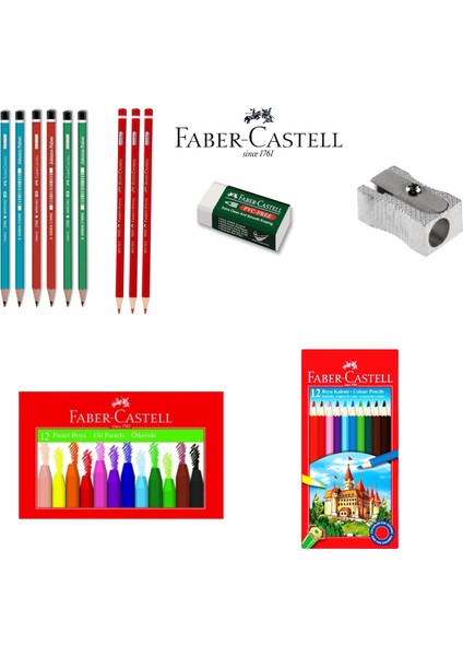 Faber Castell Okul Boyama Seti Kuru + Pastel ve Kalem Seti