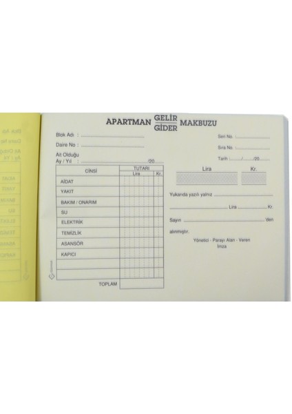Apartman Gelir Gider Makbuzu Otokopili 50X2 Nüsha 14X19 cm Kod:31 fiyatları