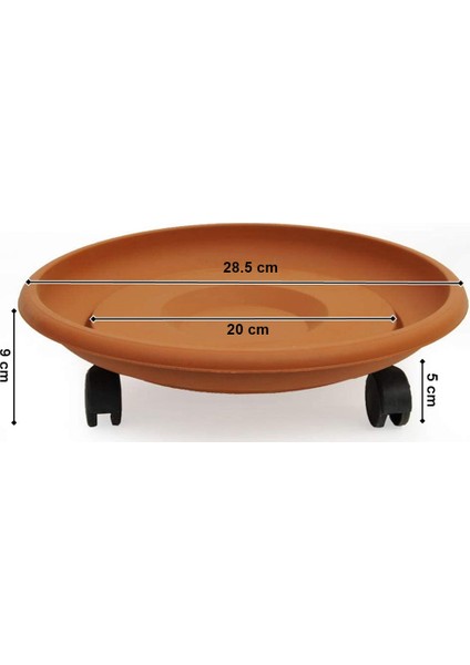 Coadura 29 cm Kahve Tekerlekli Saksı Taşıyıcı ve Altığı 716871