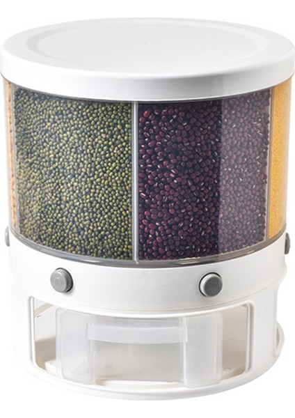 6 Bölmeli Döner Baharat/bakliyat Saklama Kutusu - Beyaz (Yurt Dışından)