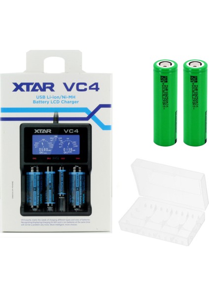 Vc4 Li-Ion Şarj Cihazı+Lg 18650 3500 Mah Şarjlı Pil 2 Adet+Pil Kutusu