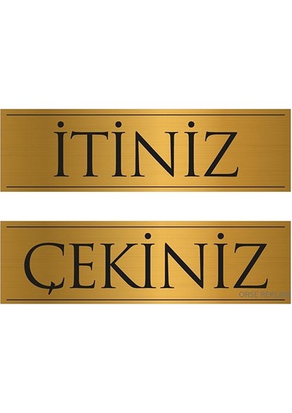 Itiniz Çekiniz Yazısı - Metal Yatay 25CMX7CM ( 1çift ) Krom Renk Altın