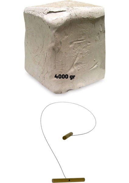 Seramik Hamuru Başlangıç Seti, 4000 gr Beyaz Seramik Hamuru, Seramik Çamur Kesme Teli