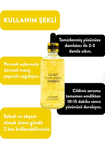 Veze 24K Altın Serum, Mucizevi Aydınlatıcı, Nemlendirici ve Onarıcı Serum (100ML)