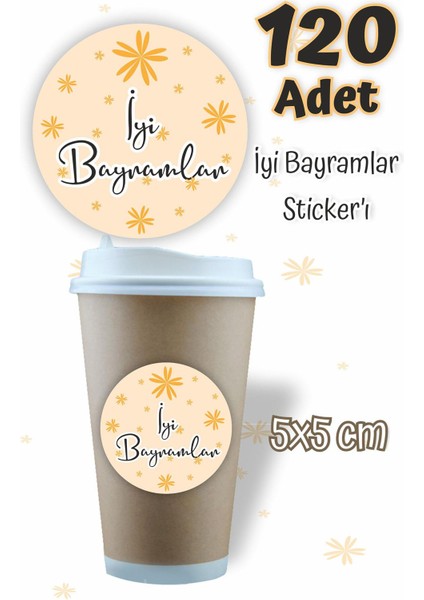 Iyi Bayramlar Etiketi 5x5 120 Adet , Ramazan Bayramı Kurban Bayramı Sticker