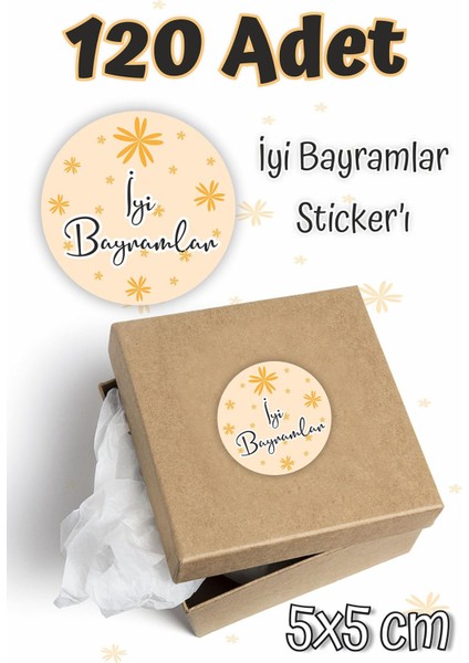 Iyi Bayramlar Etiketi 5x5 120 Adet , Ramazan Bayramı Kurban Bayramı Sticker