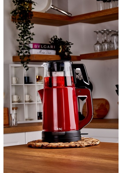 Ilkdem Cam Demlikli Çay Makinesi Kırmızı modelleri