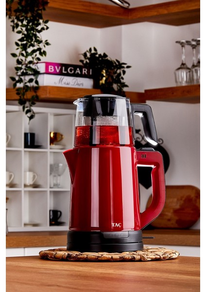 Ilkdem Cam Demlikli Çay Makinesi Kırmızı fırsatları