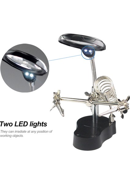 3.5x 12X Masaüstü LED Büyüteç - Gümüş (Yurt Dışından)