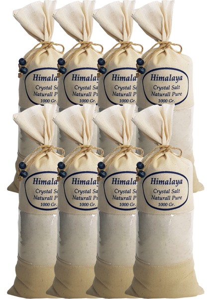 Himalaya Tuzu Bez Torbada İnce Çekim Beyaz Renk Yemeklik 8 x 1 kg